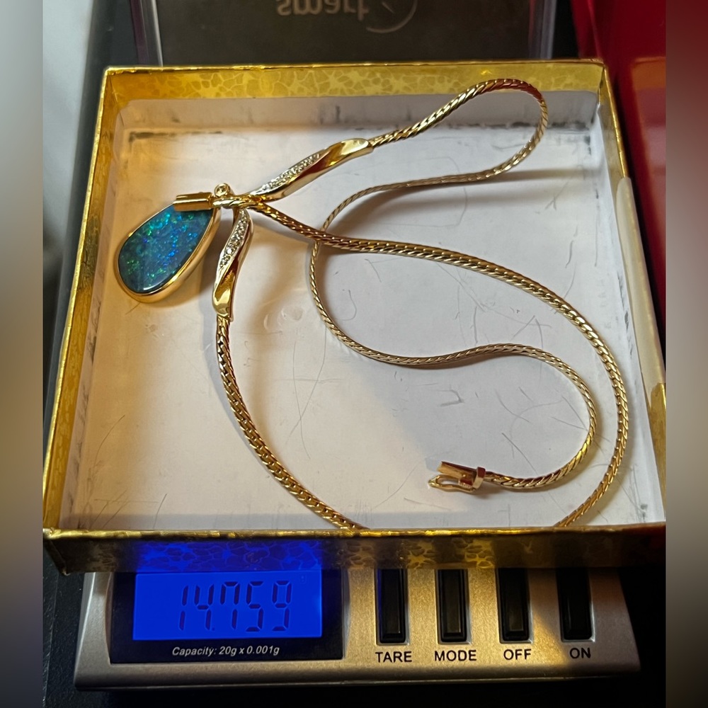 18k gold necklace with Australian Opal set in 14k gold! - Picture 14 of 14